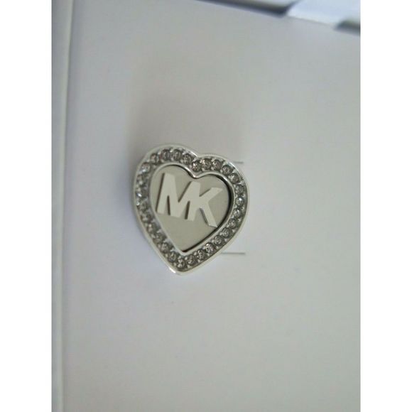 Michael Kors MKJX6260040 Silver Tone Pavé Crystals Monogram Earrings - Picture 6 of 9